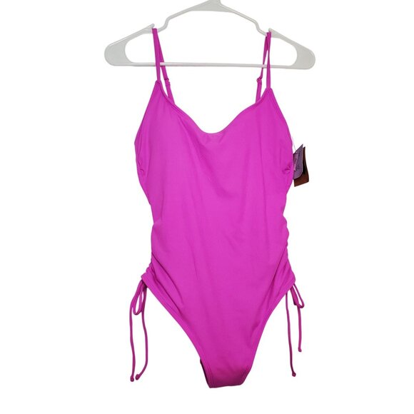 Shade & Shore Women's One-Piece Swimsuit Adjustable Straps Ruched Sides Medium ( - Picture 3 of 10
